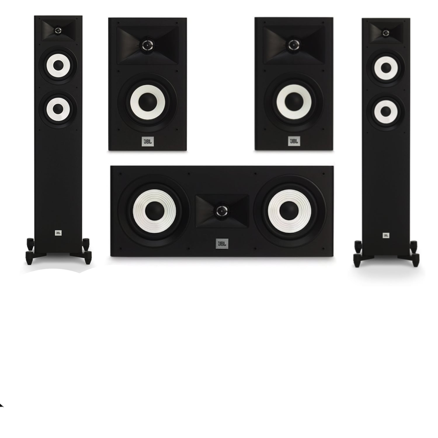 JBL Stage A190 Floor Standing Speakers + A125C Centre Channel + A120 Bookshelf Speaker Package- 5.0 Bundle Package (1)